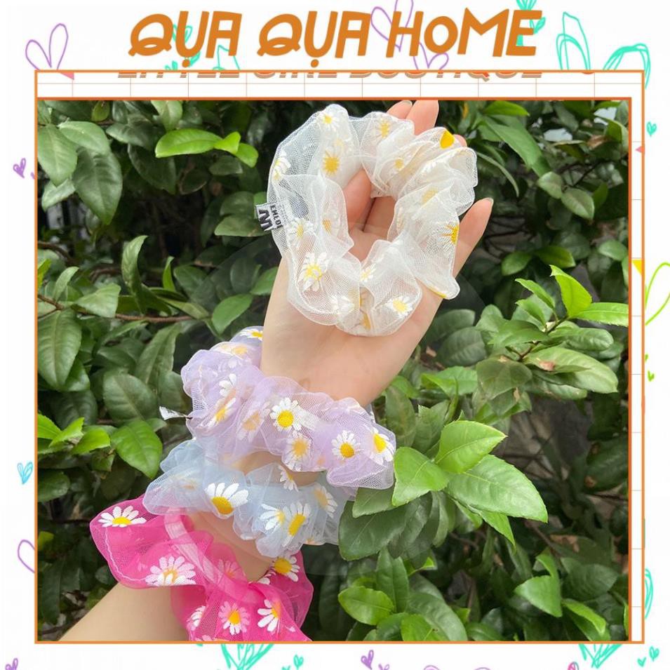 [Hot Trend] [Hot Trend] Dây Cột Tóc Vải Lưới Scrunchies Hoa Cúc Họa Mi - Bộ sưu tập Thu - Đông cho nàng!