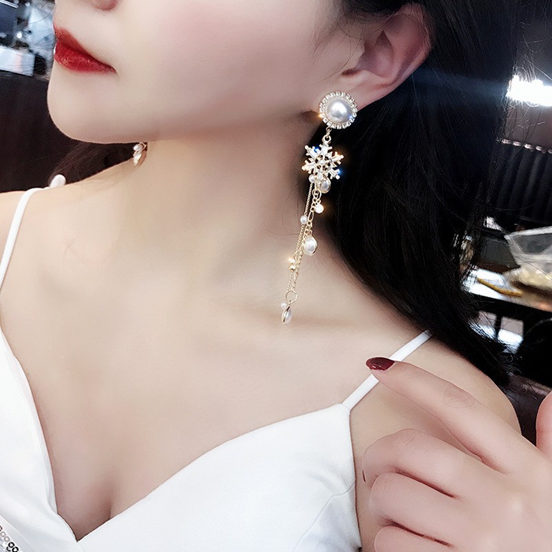 Bông Tai Dáng Dài Đính Ngọc Trai Nhân Tạo Thời Trang Hàn Quốc 2022 Dành Cho Nữ