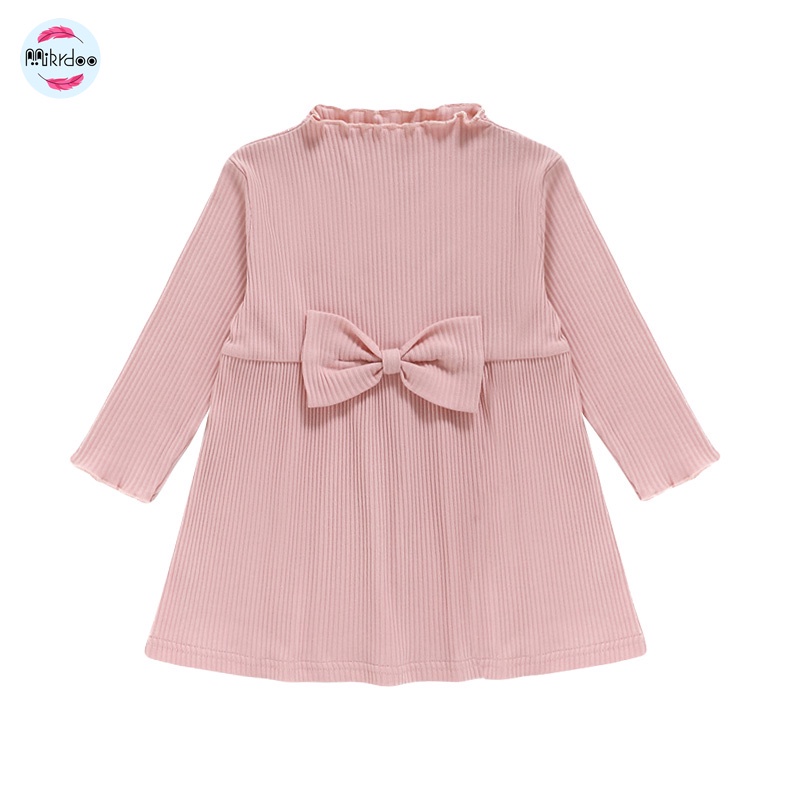 Đầm dự tiệc Mikrdoo vải cotton màu hồng dài tay thời trang cho bé gái sơ sinh