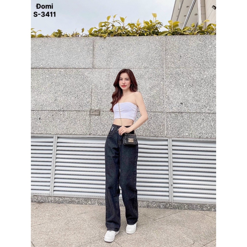 Quần baggy jean nữ ống suông rộng thêu hình thỏ hàng VNXK cao cấp thời trang jean KKShopFashion MS3410