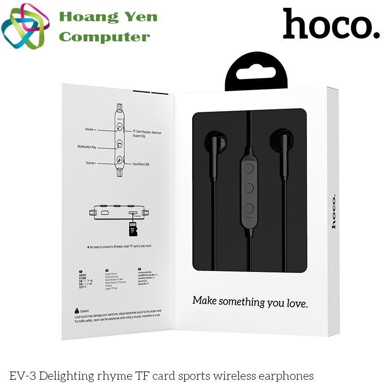 Tai Nghe Bluetooth Hoco EV-3 Hổ Trợ Khe Gắn Thẻ Nhớ, Kiểu Dáng Earpod - BH 1 Năm  - chuyensiphukien1