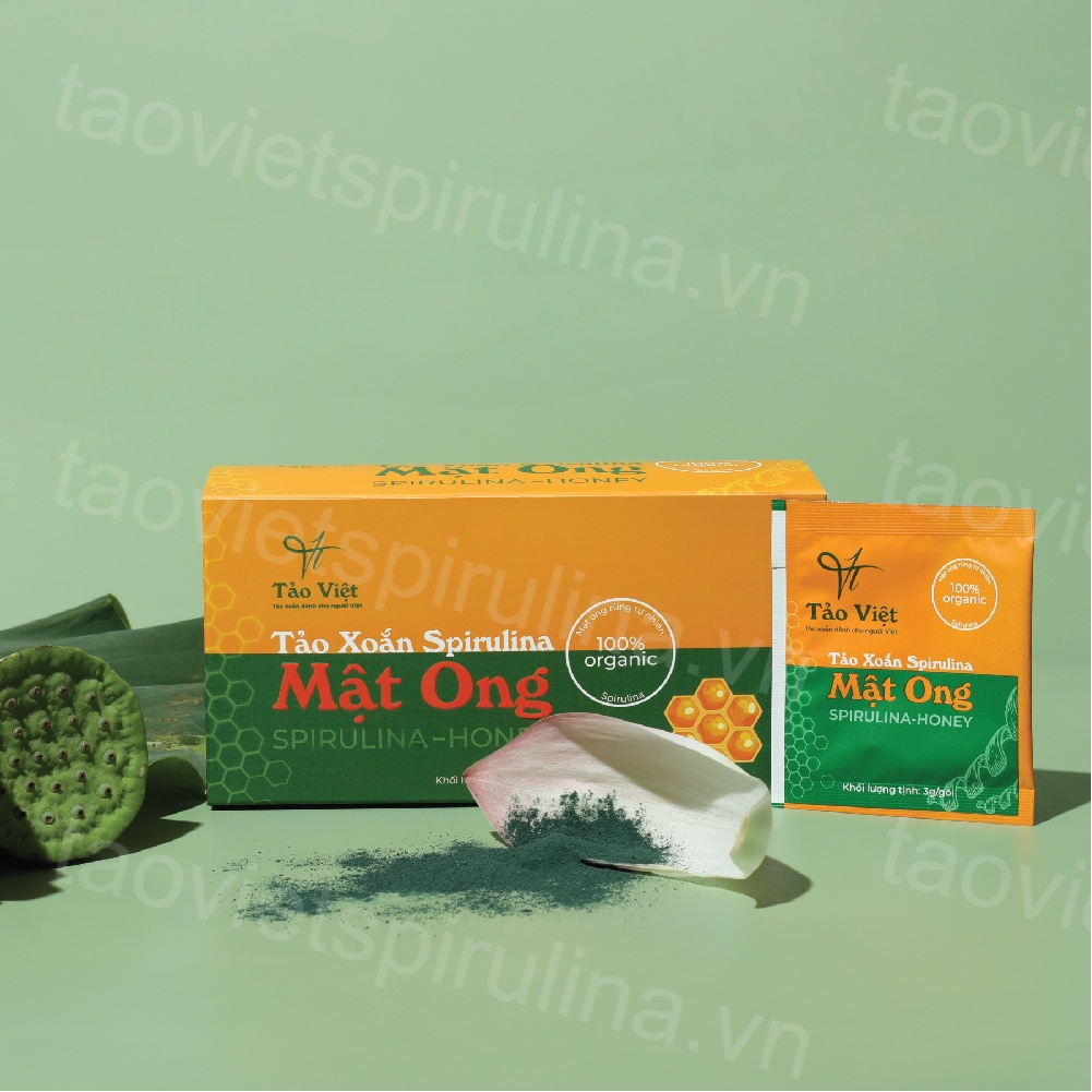 COMBO 1 Mặt nạ Tảo xoắn nano Spirulina nguyên chất + 1 Tảo xoắn Spirulina Mật ong Tảo Việt không tanh chính hãng