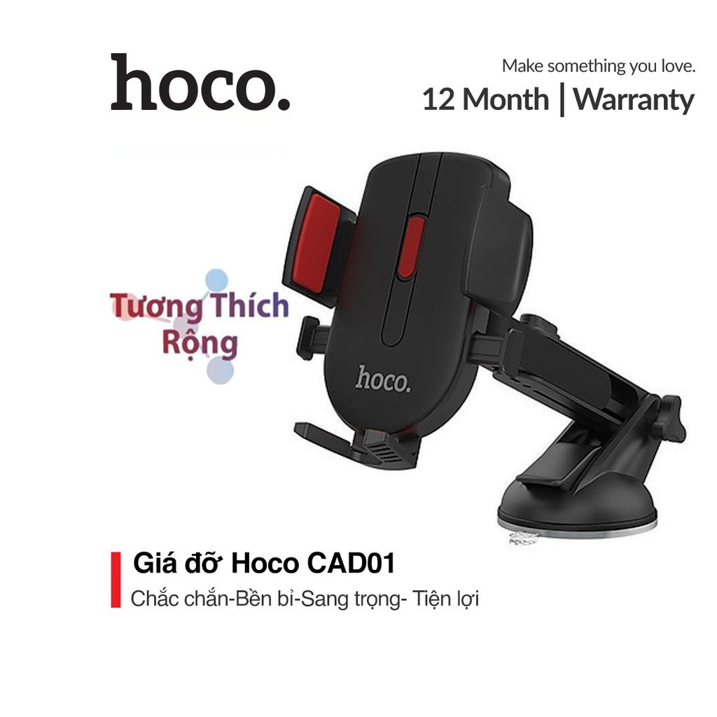 Gía đỡ điện thoại Hoco CAD01 xoay 350 độ nhựa ABS cao cấp cho xe hơi