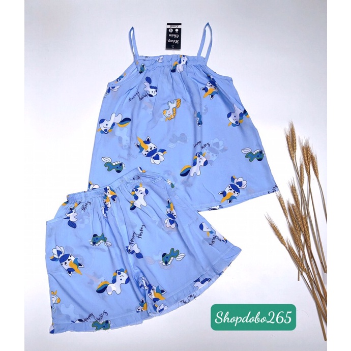 Bộ ngủ 2 dây,đồ bộ nữ,đồ bộ lanh đùi mặc nhà siêu mát họa tiết dễ thương.