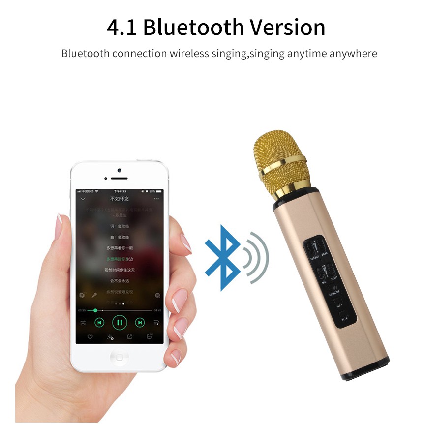Micro bluetooth K6 Hát Karaoke Ghi Âm Giọng Hát