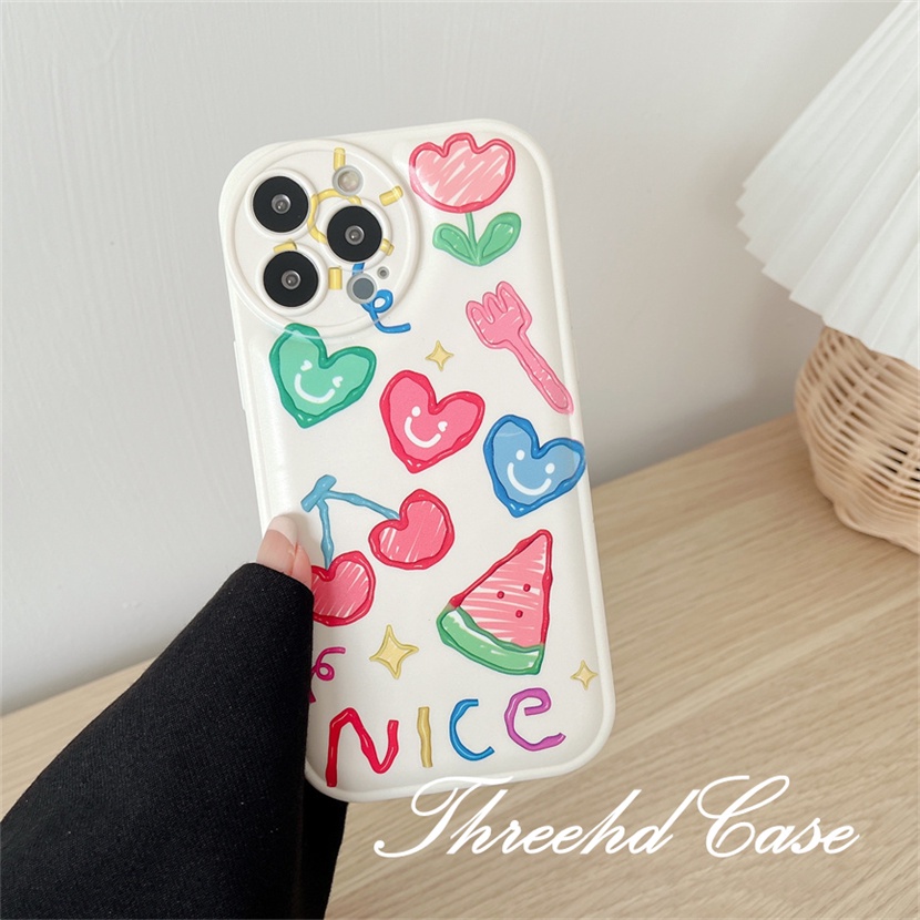 Ốp Điện Thoại TPU Mềm Đệm Khí Chống Rơi In Hình Cherry Cho iPhone 14 13 12 11 Pro Max SE 2020 X Xr Xs Max 8 7 6 6s Plus