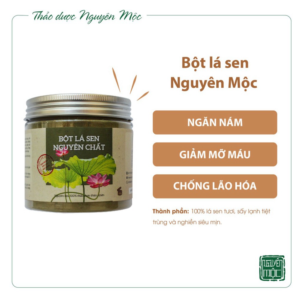 Bột Lá Sen Nguyên Chất Nguyên Mộc - Hỗ Trợ Ngừa Nám, Tàn Nhang, Giảm Nếp Nhăn, Bình Ổn Huyết Áp, Cải Thiện Giấc Ngủ