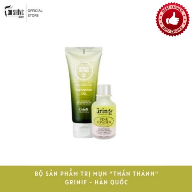 Bộ sản phẩm Giảm và Ngăn Mụn Sữa Rửa Mặt Tràm Trà Grinif và Tinh Dầu Grinif 40g