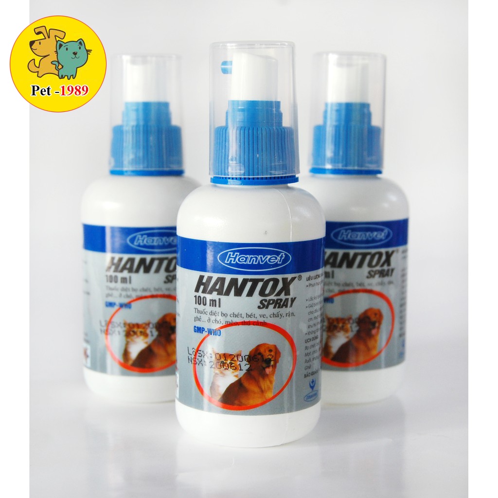 Xịt Hantox Spray ve rận, kí sinh trùng, ghẻ ở chó mèo, thú cưng. Chai 100ml Pet-1989