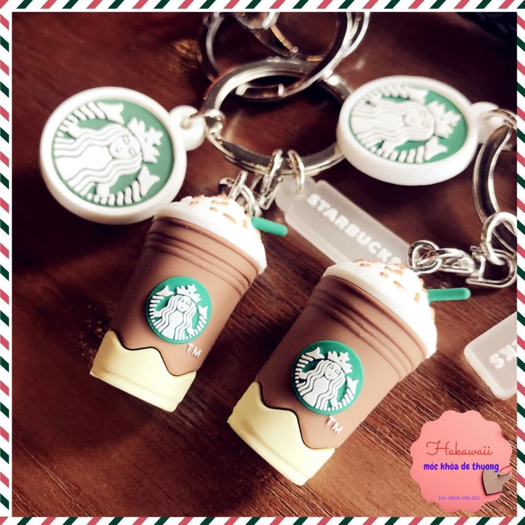 Móc khóa Starbucks kèm dây bện thừng nhiều màu, móc khóa ly trà sữa siêu hot 2022
