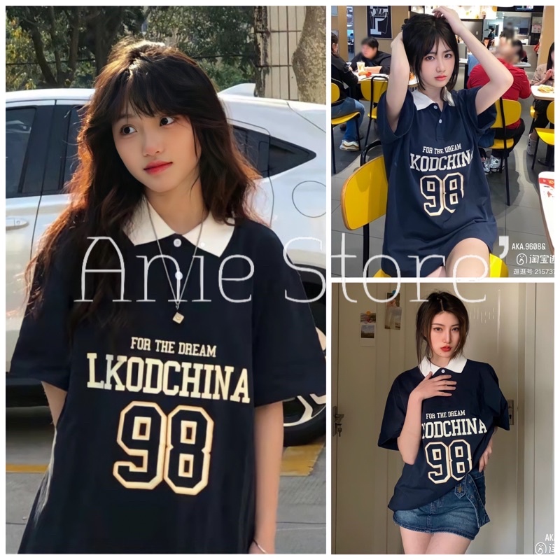 Áo Polo 98 Tay Lỡ Dáng Thụng 🦋 Áo Thun Nam Nữ Dáng Rộng Cộc Tay 🦋