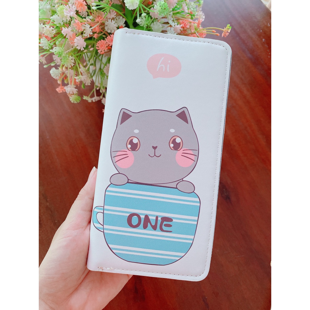 Ví Dài Nữ Cầm Tay Họa Tiết Cat Numberr Siêu Yêu Mẫu Mới