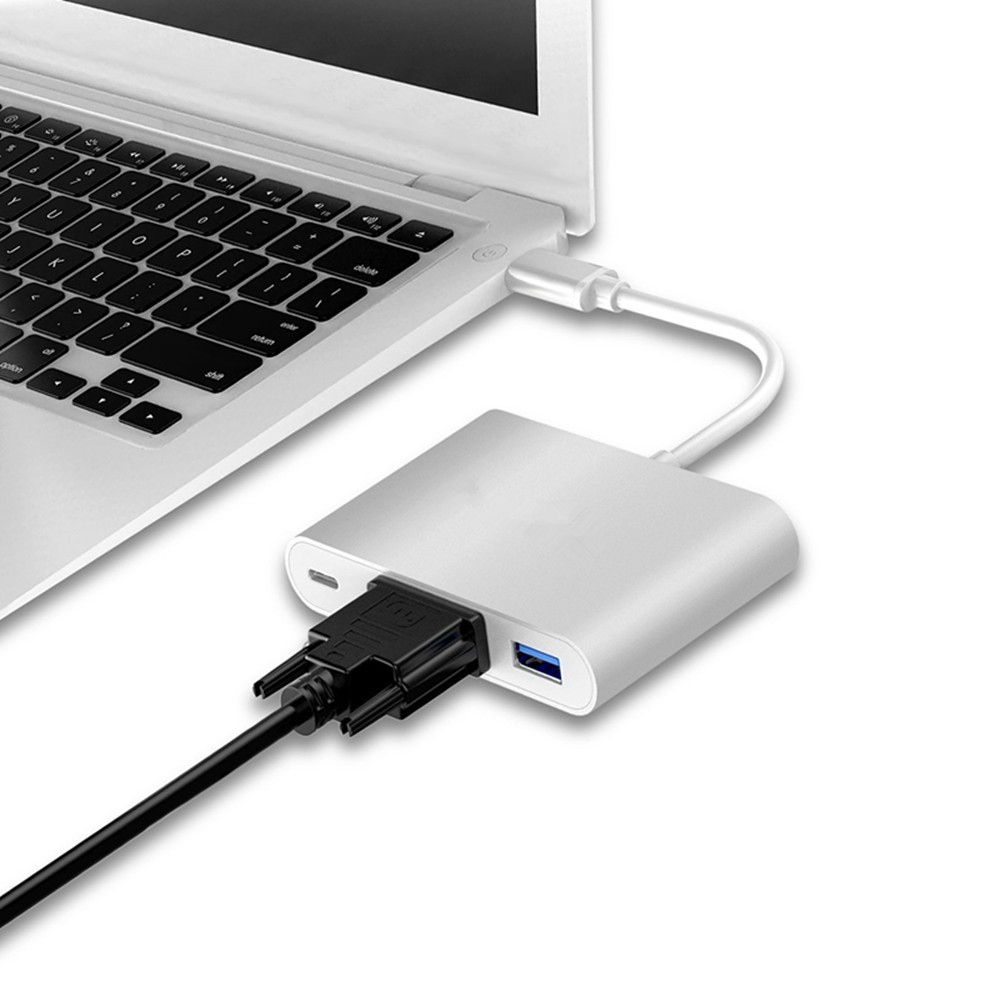 Cáp chuyển đổi USB Type c sang VGA, USB 3.0, USB C ( USB Type c to VGA )