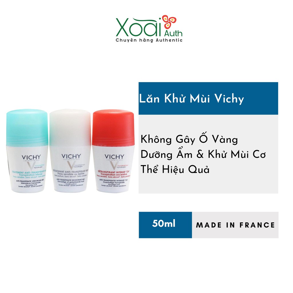 Lăn Khử Mùi Vichy Của Pháp, Ngăn Tiết Mồ Hôi Hiệu Quả Từ 24h - 72h [50ml]