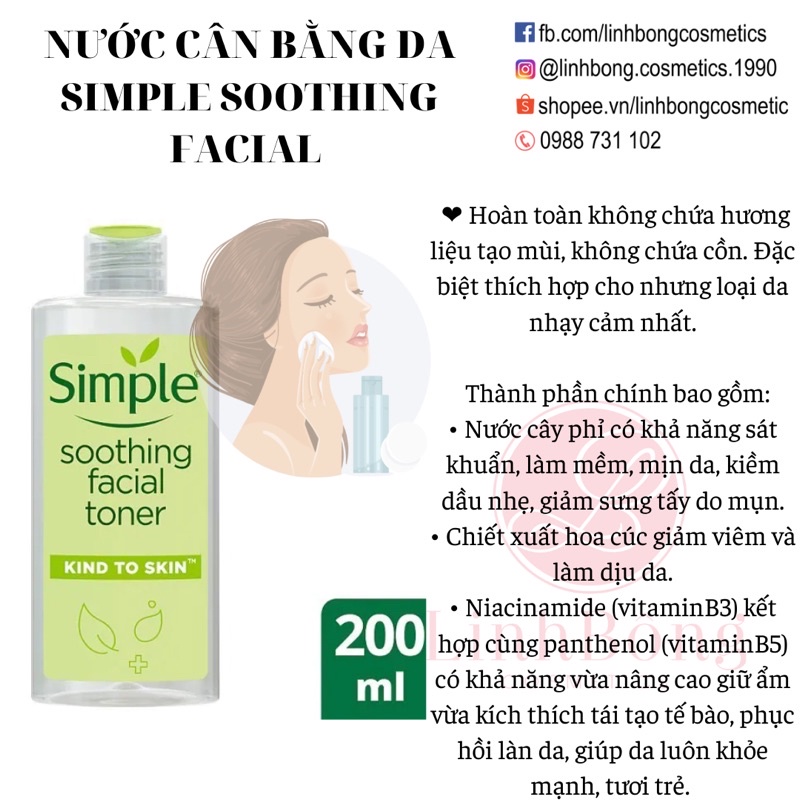 NƯỚC HOA HỒNG TONER SIMPLE 200ML (hàng uk đủ bill)