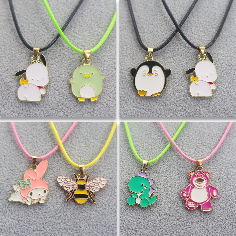 Set 2 Vòng cổ Mặt Hình Động Vật Nhiều Màu Sắc Thời Trang