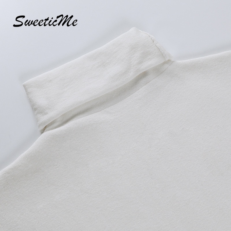 Sweeticme Áo Len Sát Nách Phối Ren Quyến Rũ Cho Nữ