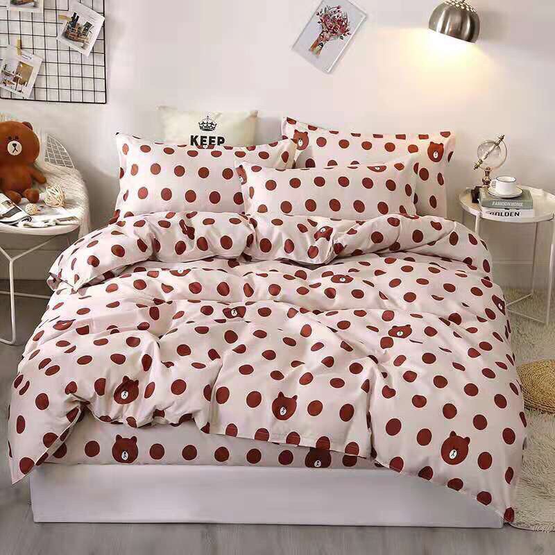 Bán lỗ bộ chăn ga gối cotton poly nhập-chấm bi