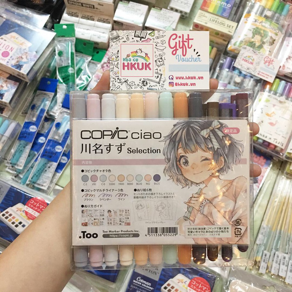 Set bút màu marker Copic Ciao Selection  + 3 cây Line  nội địa nhật