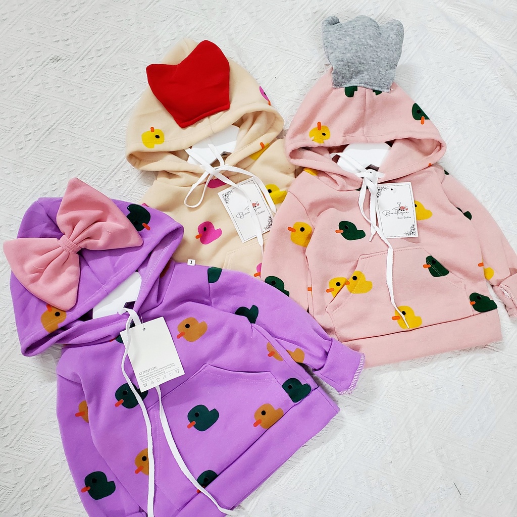 Áo hoodie cho bé gái hình in Vịt phong cách Hàn Quốc cho bé gái 6 -18kg