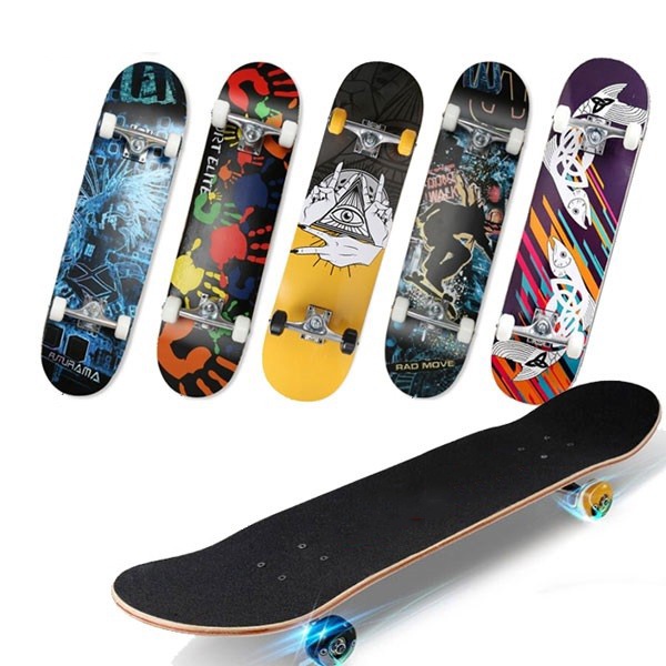 Ván Trượt Skateboard 80CM Mặt Nhám, Bánh Cao Su Phát Sáng, Cỡ Lớn Chịu Lực 150kg, Chính Hãng THAMES