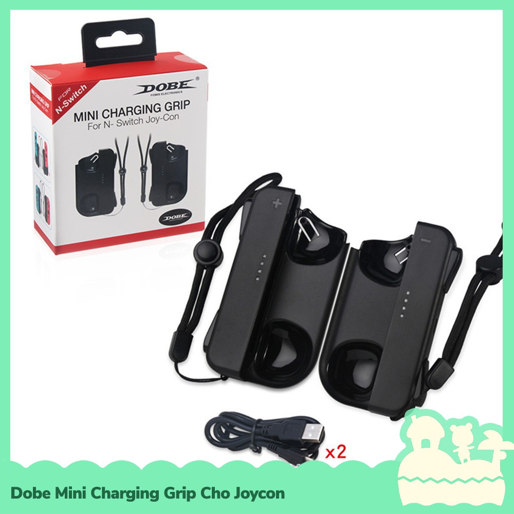 [Sẵn VN - NowShip] Dobe Phụ Kiện Sạc Mini Charging Grip Để Gắn Joycon Kèm Dây Đeo Cố Định Cho Máy Game Nintendo Switch N