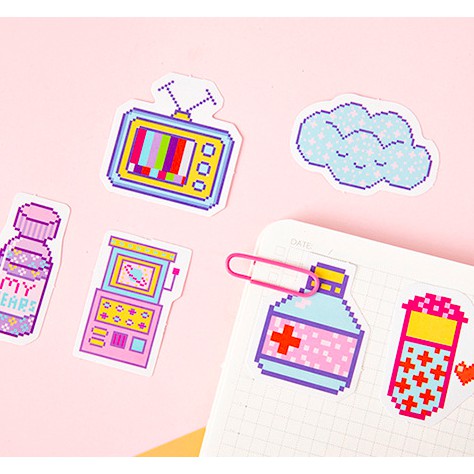 SET STICKER DÁN DỄ THƯƠNG 8BIT NHIỀU CHỦ ĐỀ