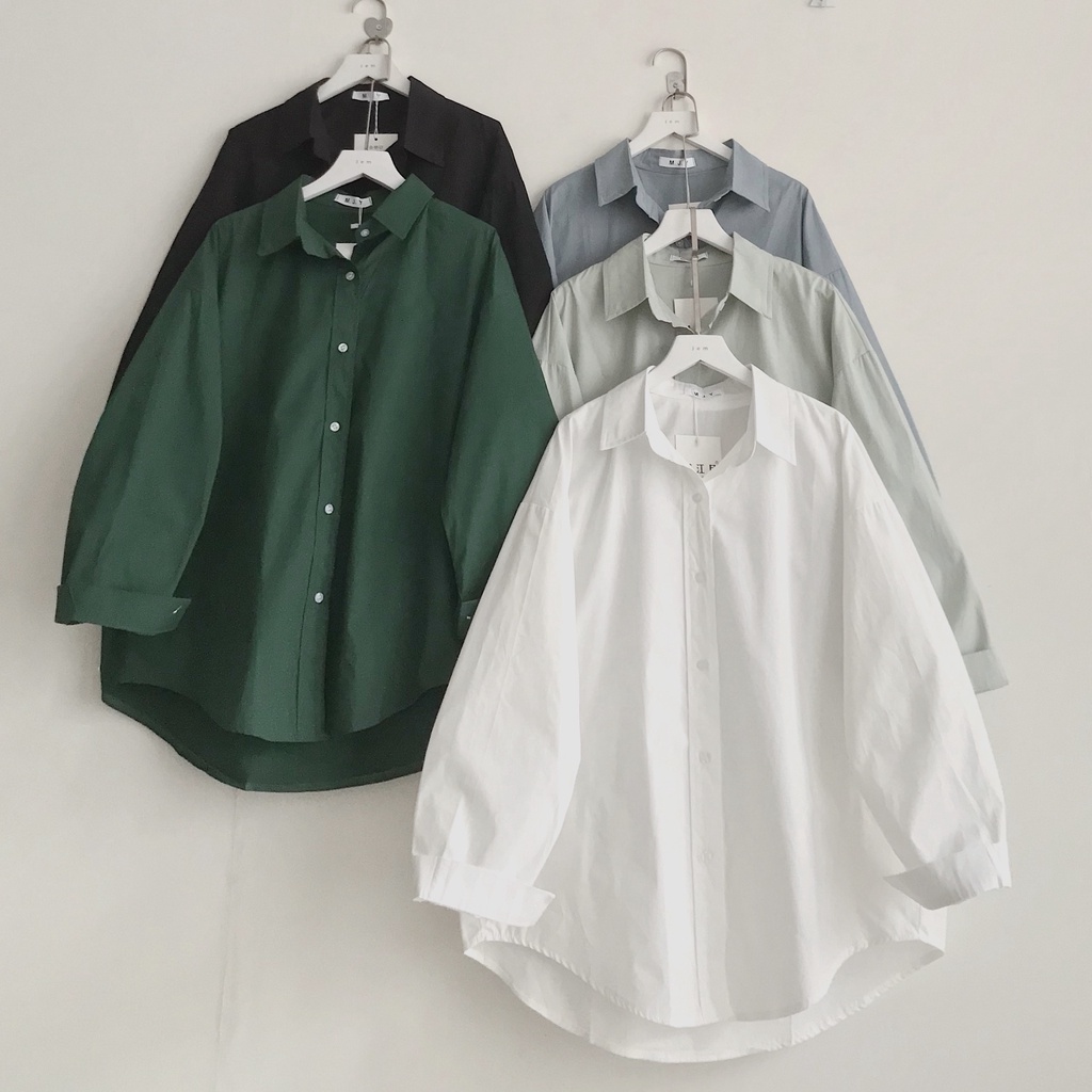 Áo Sơ Mi Nữ Kiểu Hàn JEM CLOSET Áo Sơ Mi Nữ Form Rộng AKBI Thiết Kế Dáng Đuôi Tôm Nhiều Màu Style Teen Năng Động 10355