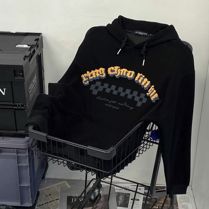 Áo hoodie game xếp hình màu be