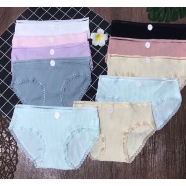 COMBO 10 QUẦN LÓT GÂN TĂM VIỀN REN NHỎ