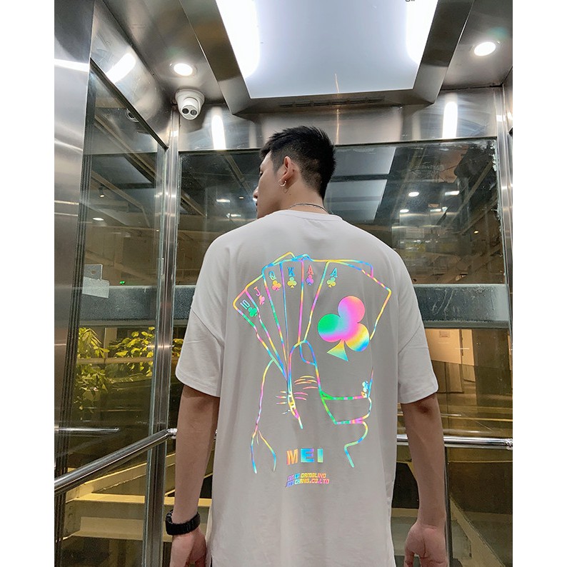 Áo thun phản quang lá bài cực chất bản to và bản nhỏ