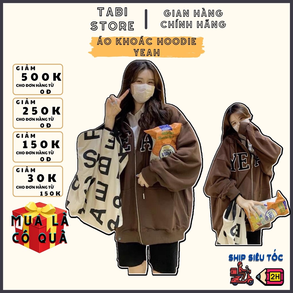 Áo khoác nỉ bông cotton unisex dưới 70kg tabistore - YEAH