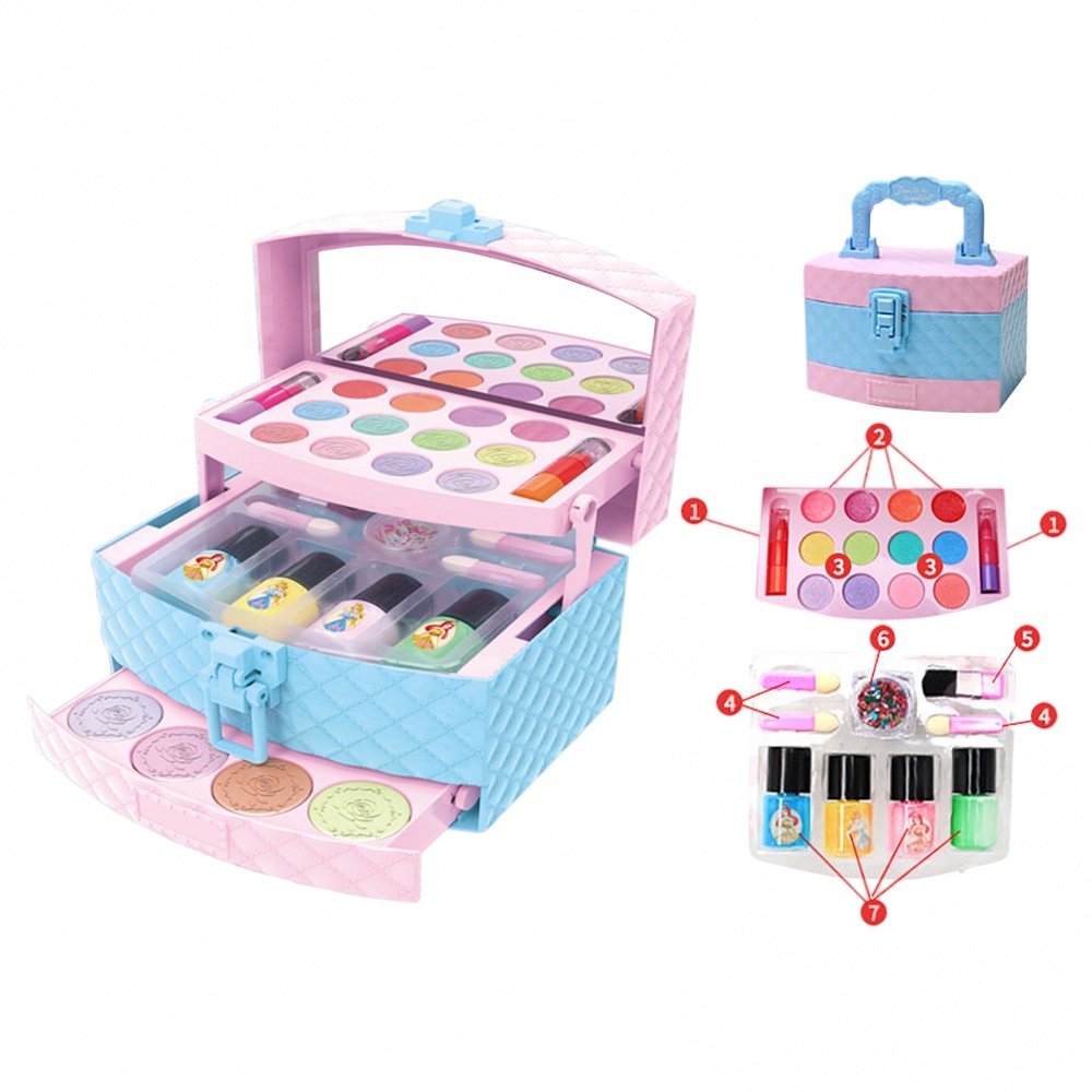 Bộ đồ chơi trang điểm 27 món không độc hại có thể rửa sạch sáng tạo cho bé gái
