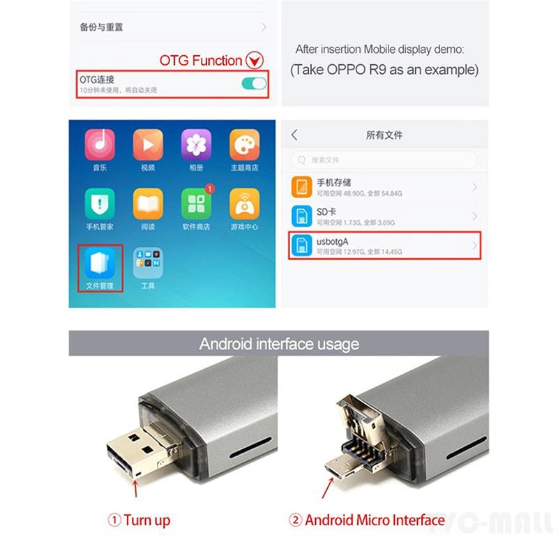 3 in 1 Multifunction High Speed Type-C Micro USB SD TF OTG Card Reader