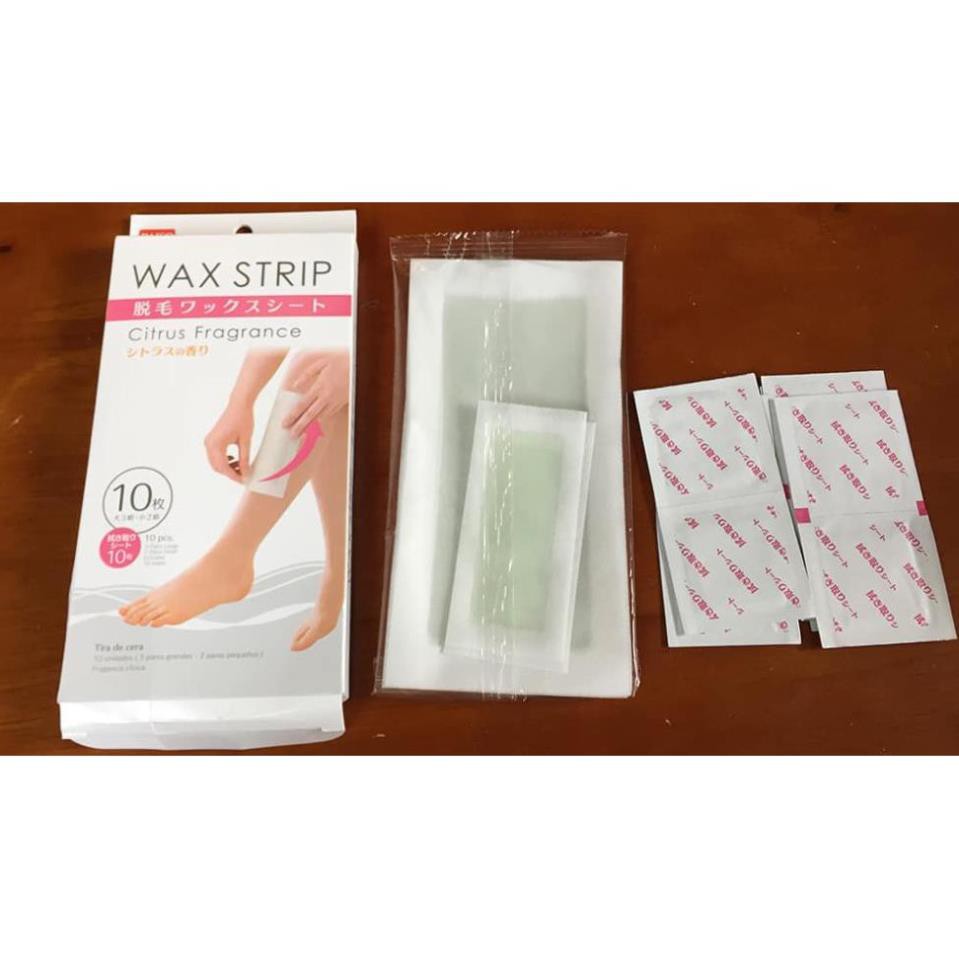 (Hộp 10 chiếc) Miếng dán loại bỏ lông tay, chân, đùi , nách , vùng kín Wax Strip Nhật Bản 10 miếng