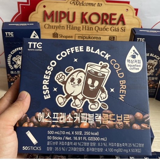 (Date 1/2024) Cà Phê Hồng Sâm Ủ Lạnh Hàn Quốc hộp 50 gói x 10ml