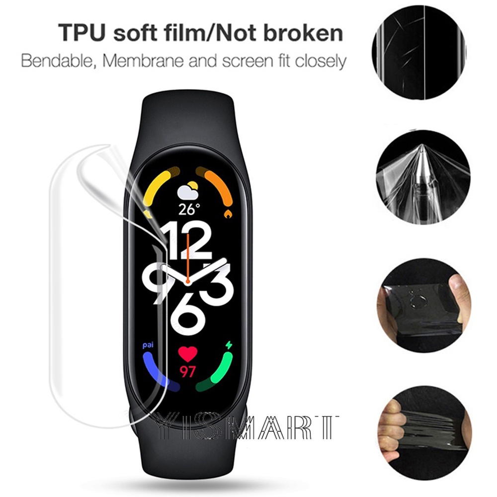 Miếng Dán TPU Hydrogel Bảo Vệ Màn Hình Viền Cong 3D Cho Vòng Đeo Tay Thông Minh Xiaomi Mi Band 7 Mi Band 7