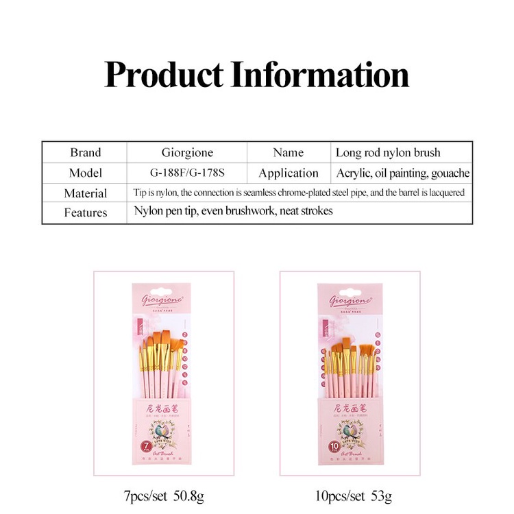 Bộ 12 Cọ Vẽ Tranh Màu Nước / Dầu / Màu Nước Giorgione Bằng Acrylic