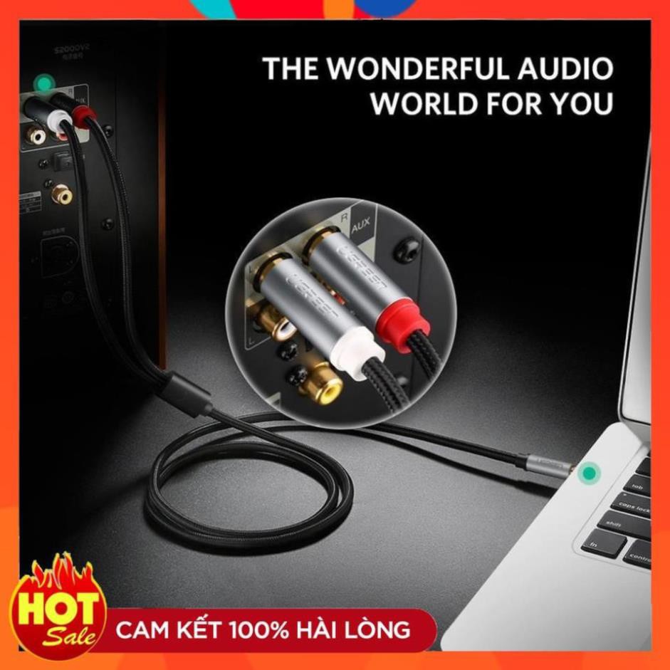 [Chính Hãng] Cáp Audio 3.5mm sang 2 đầu RCA dài 5m Ugreen 40845 chính hãng( bảo hành 12 tháng)