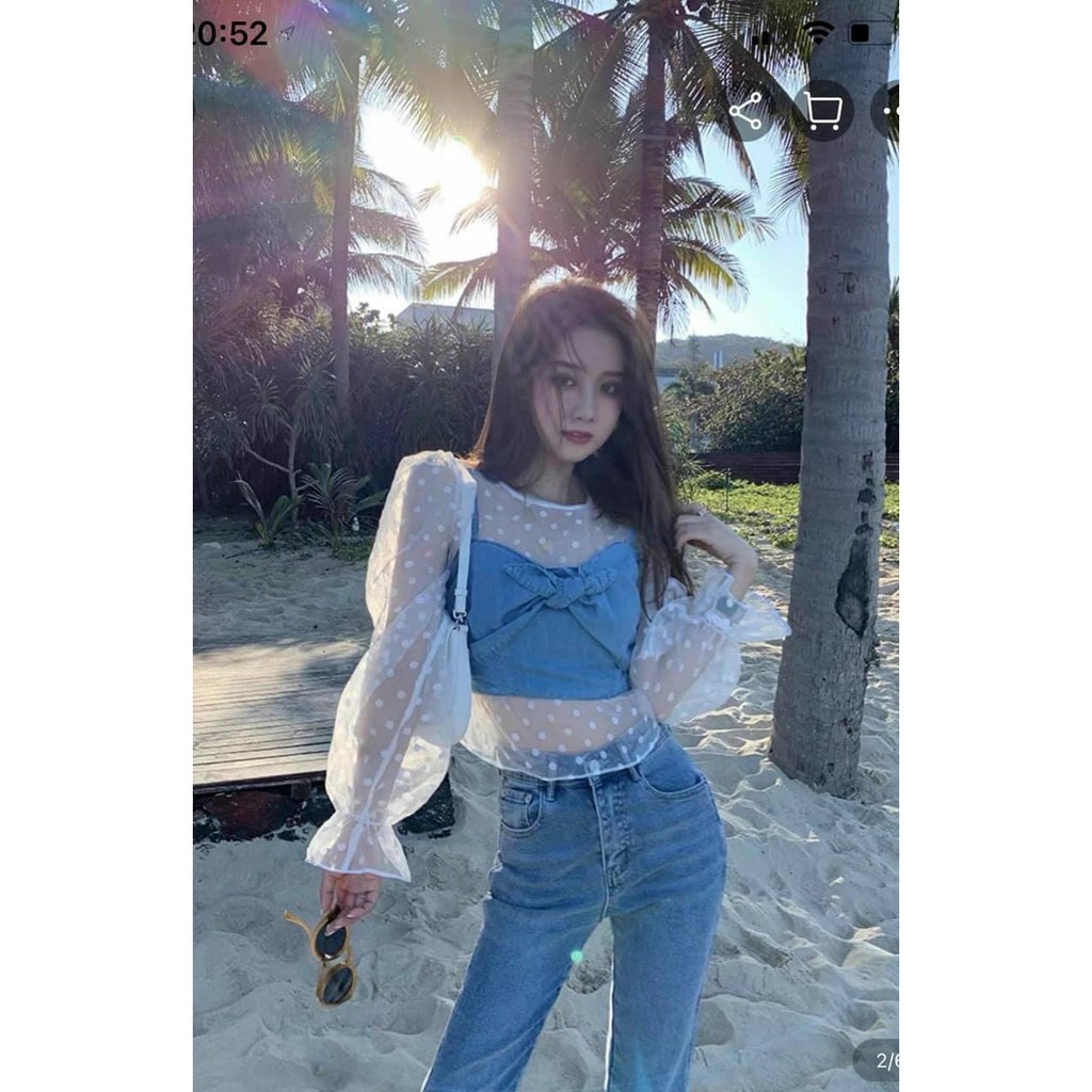 SET ÁO LƯỚI BI PHỐI YẾM NƠ / Hang thiết kê 🌟mau sắc: y hinh sàn