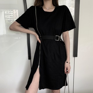 [HÀNG SẴN] Đầm ulzzang khóa cạnh kèm đai - u.w