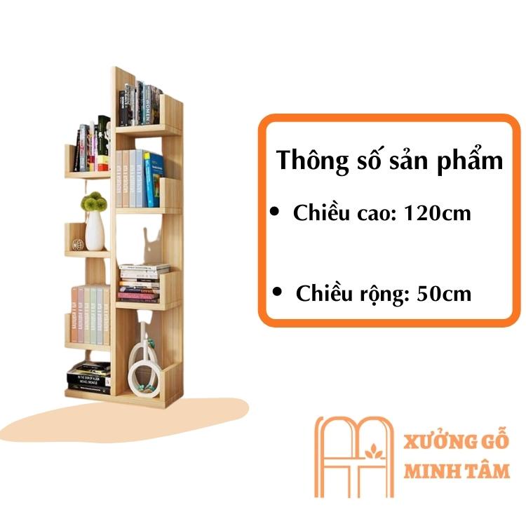 Kệ sách xương rồng gỗ MDF cao cấp, 8 ngăn , kích thước 120x50x20cm l Kệ sách gỗ hình cây chất liệu MDF có sẵn ốc vít