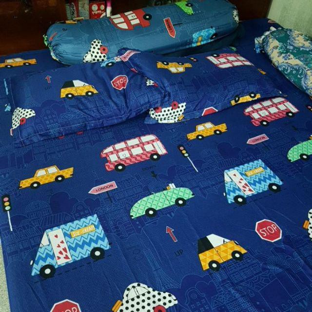 Set 4 món 1m6/1m8 💖 1 ga nệm 2 vỏ gối nằm 1 vỏ gối ôm mẫu ô tô cho bé trai