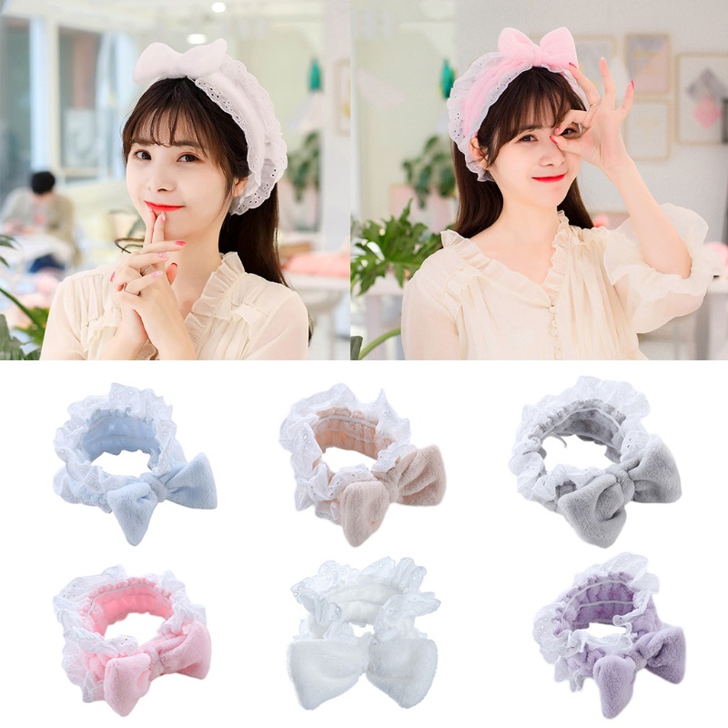 Băng Đô Ren Co Giãn Thắt Nơ Đáng Yêu Cho Nữ