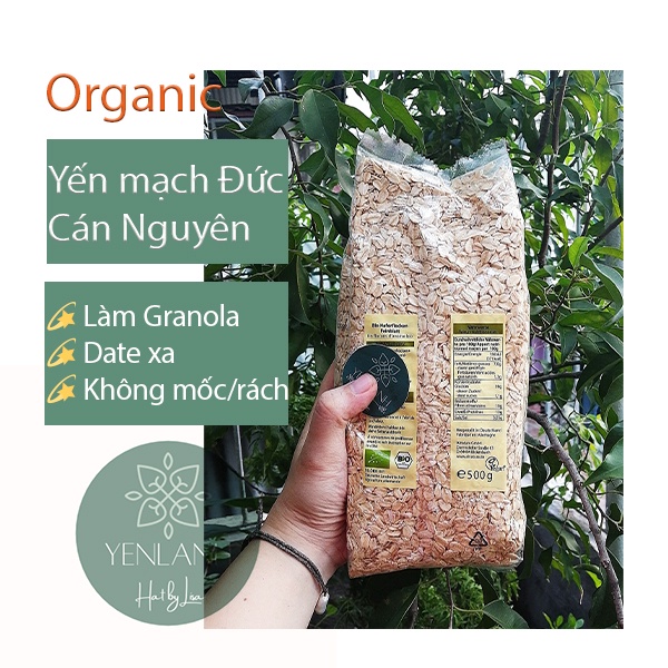 Yến mạch cán nguyên Hafer Flocken hữu cơ- Nguyên liệu làm Granola- Tinh Bột Tốt Yenlanhnatural