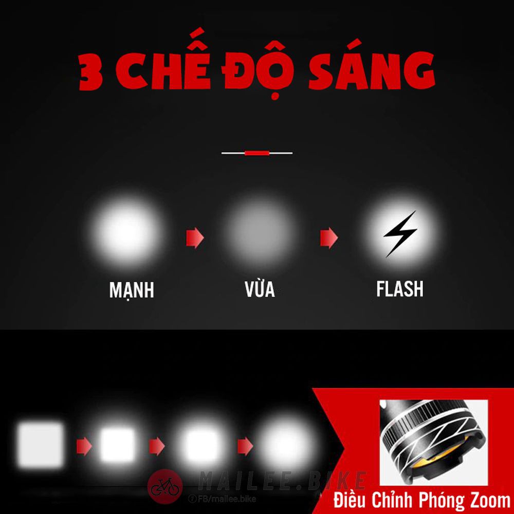 Combo Đèn Pha Trước Xe Đạp Siêu Sáng Chống Nước Sạc Điện Usb + Đèn Led Đuôi Cảnh Báo Sau Cho Xe Đạp 4 Chế Độ Sáng