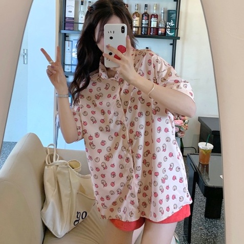 【ZHELIHANGFEI】Áo Sơ Mi Tay Dài Form Rộng Họa Tiết In Theo Phong Cách Nhật Bản Dễ Phối Đồ