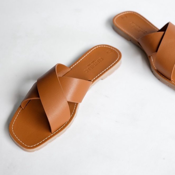 Dép Da Mềm Quai Chéo Thoải Mái Tiện Lợi Tia