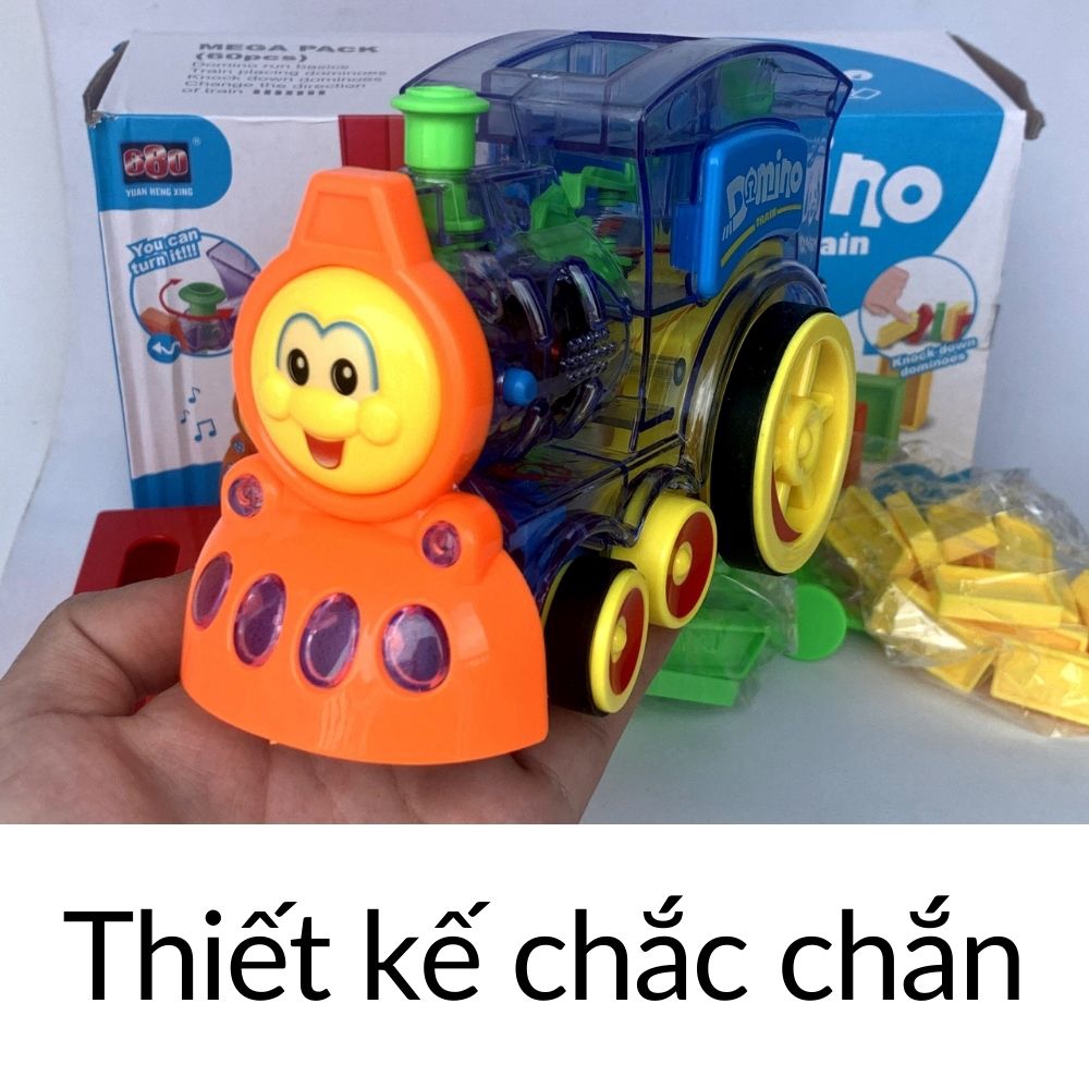 Đồ chơi tàu hỏa tự động xếp domino chạy pin 63 chi tiết cho bé mã 53514