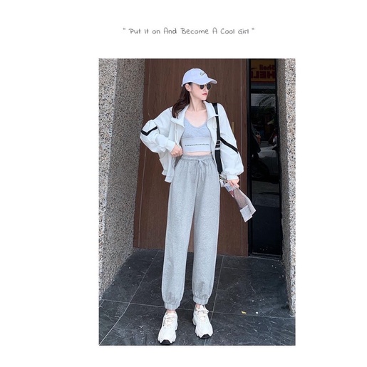 Quần Jogger Nữ Chất Da Cá Tàu Bo Gấu Cạp Chun Siêu Hot